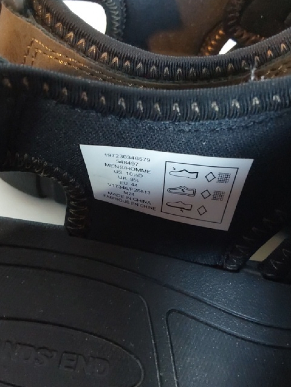 Lands End|Men's Brown Black Sporty Vented Outdoor Sandals Hiking Shoes Sz.10.5 - Picture 3 of 16